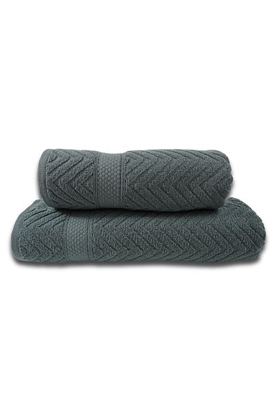 Class Home Collection Set of 2 absorbent towels, 100% Cotton Jacquard, 480 gsm, 50x100 cm + 70x140 cm, Thalassa Anthracite