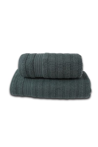 Class Home Collection Set of 2 highly absorbent towels, 100% Cotton Jacquard, 530 gsm, 50x100cm + 70x140cm, Anthracite