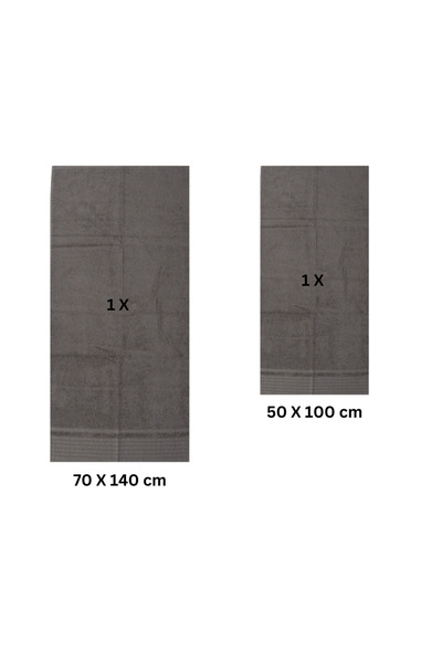 Class Home Collection Set of 2 absorbent towels, 100% Jacquard Cotton, 520 GSM, 50x100 cm + 70x140 cm, Gunnr, Hazelnut