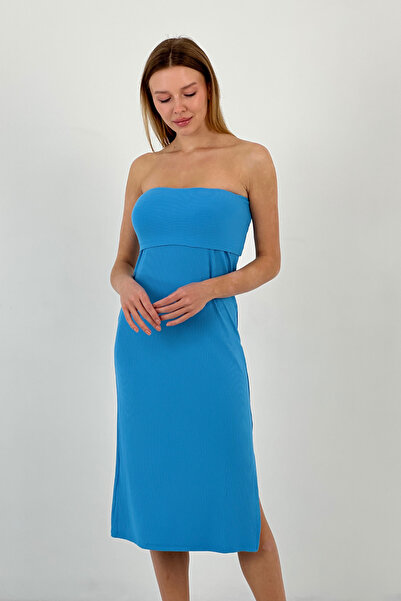 Miss Poem Rochie albastră de vară cu spate decupat pentru femei