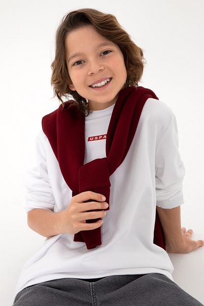 U.S. Polo Assn. Boy's White Crew Neck Sweatshirt 50293567 -Vr013