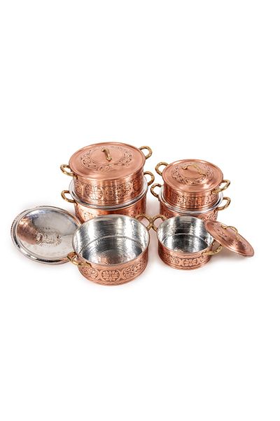 ANTEPSEPETİ Special Embroidered 6-Piece Copper Pot Set