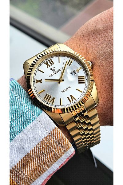 Raymond Rym-1051 Raymond Men's Wristwatch - Steel and Mineral Glass - 2 Years Warranty