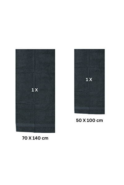 Class Home Collection Set of 2 absorbent towels, 100% Cotton, 480 gsm density, 50x100cm + 70x140 cm, Theodorus, Anthracite
