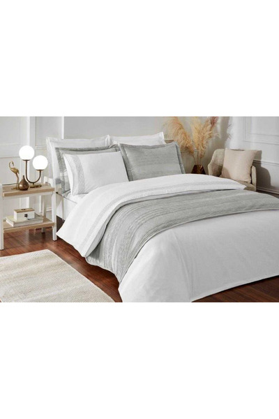Özdilek Özdilek Duvet Cover Set Double Gray Velvet with Runner