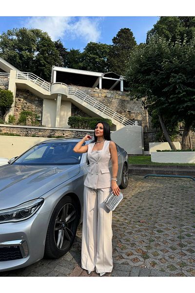 ZF BUTİK Σετ γιλέκο και παντελόνι με τετράγωνο γιακά