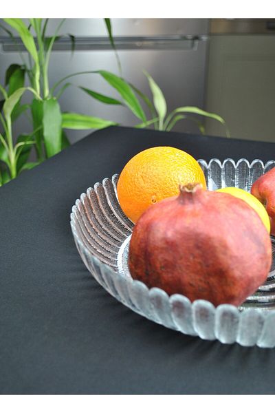 Qualitev 30 cm Large Size Glass Salad Bowl Fruit Bowl Serving Presentation Plate