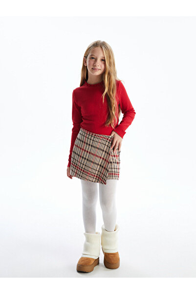 LC Waikiki Elastic Waist Plaid Girl's Shorts Skirt