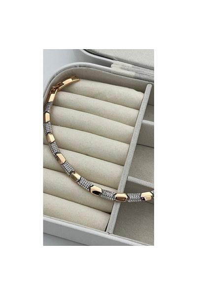 ParlaTakıAksesuar Vip Steel Shiny Plate Design Bracelet Gold Rose Color