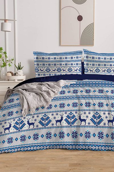 MonoHome Double Duvet Cover 100% Cotton Oeko-Tex ® Certified Special Woven Relax Motifs