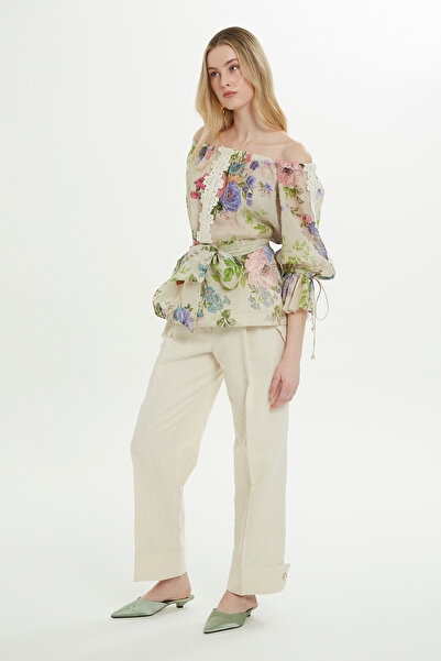 GİZİA Düşük Omuzlu Desenli Bluz