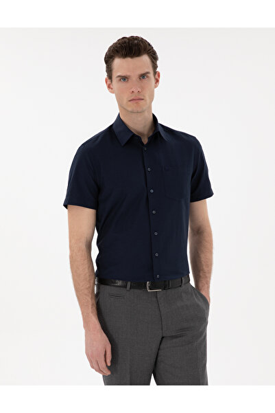 Pierre Cardin Navy Blue Basic Regular Fit Short Sleeve Pocket Shirt 50307003 ...
