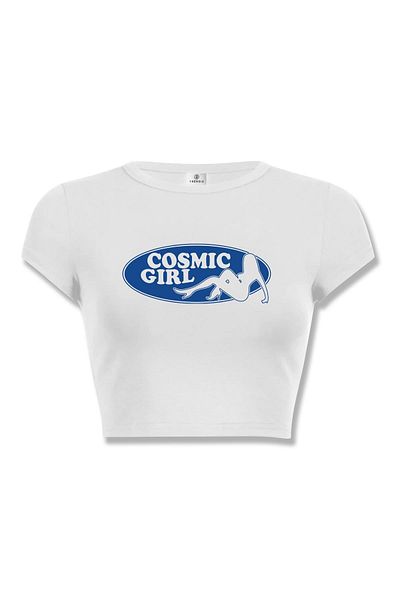 Trendiz Cosmic Girl White Crop Women's T-Shirt