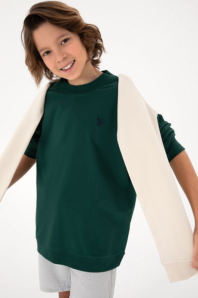U.S. Polo Assn. Boy's Dark Green Basic Crew Neck Sweatshirt 50297435 -Vr079