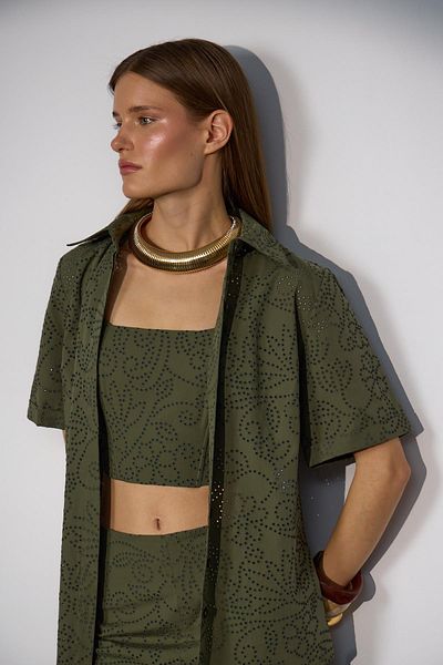 NOK İSTANBUL Short Sleeve Shirt - Blooming Grace Khaki