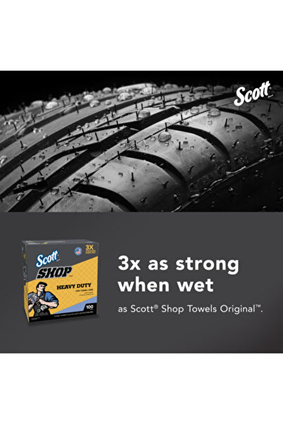 SCOTT 100-Towels Heavy Duty Solvent Resistant Shop Cleaning Towels 8.34 x 16.8inch