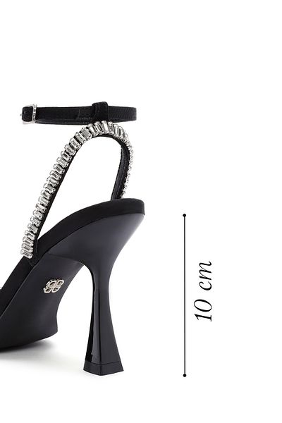 Derimod Black Stoned Thin Heeled Women's Sandals - Ankle Strap 24SFD443114