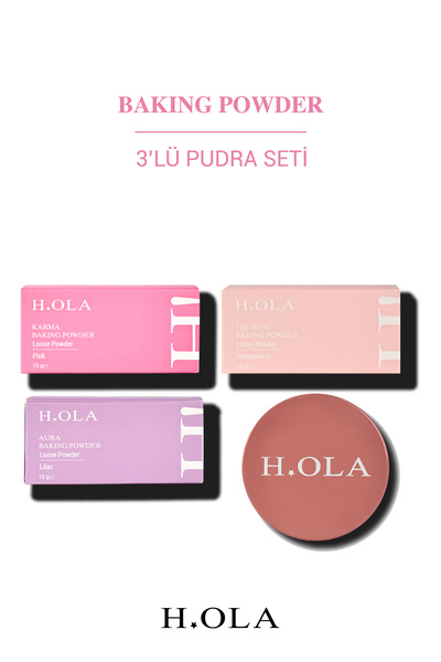 h.OLA Baking Powder | Makyaj Sabitleyici Toz Pudra | 3'lü Set (Kutulu)