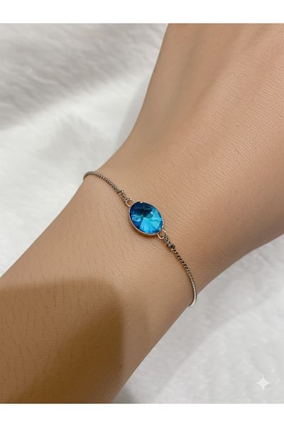 Miyoste Women's Blue Stone Silver Color Bracelet