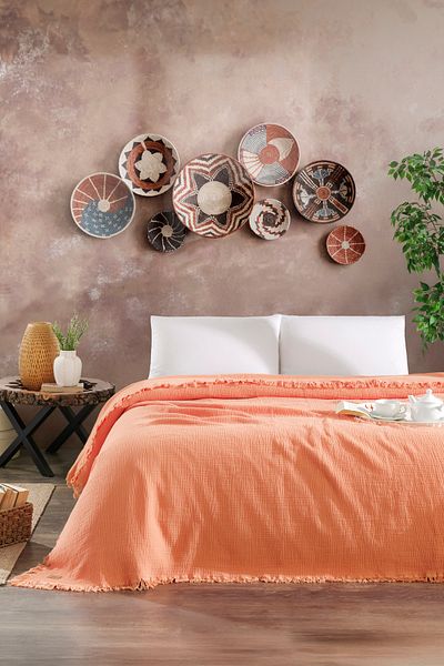 Naturosa Florin Double 4 Layer Muslin Pique/Bedspread Orange 200 X 220
