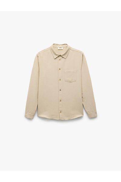 Koton Linen Blend Long Sleeve Buttoned Basic Shirt