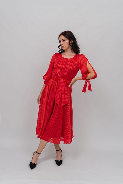 Gorgeaux Elegant Red Dress With Cut Out Sleeves - L(40)