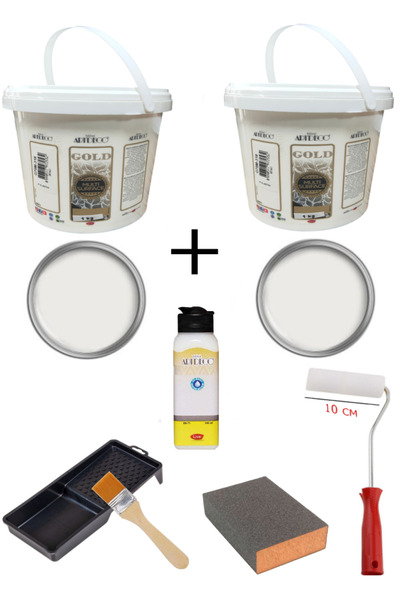 GLANCE Artdeco Multi Surface 1 X2 Kg Dantel Beyaz Akrilik Boya Rulo ve Fırça ...