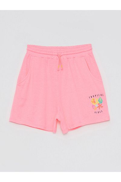 LC Waikiki Elastic Waist Printed Girl's Shorts