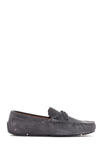 Derimod Loafer pentru bărbați din piele intoarsa gri - 24sfd 630610