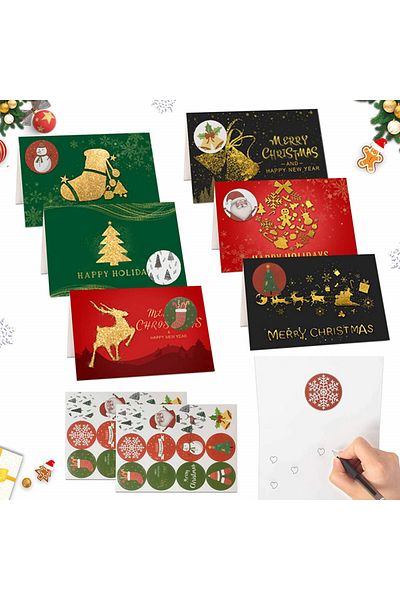 Sunshine smile Set of 24 Christmas cards, with envelopes and 2 sheets of Sunshine smile stickers, paper