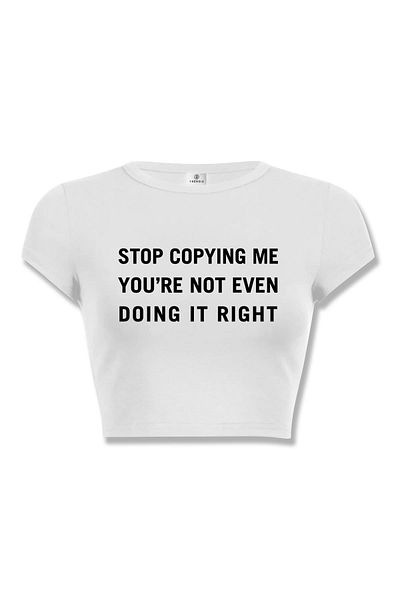 Trendiz Λευκό Γυναικείο Crop Top - Stop Copying Me