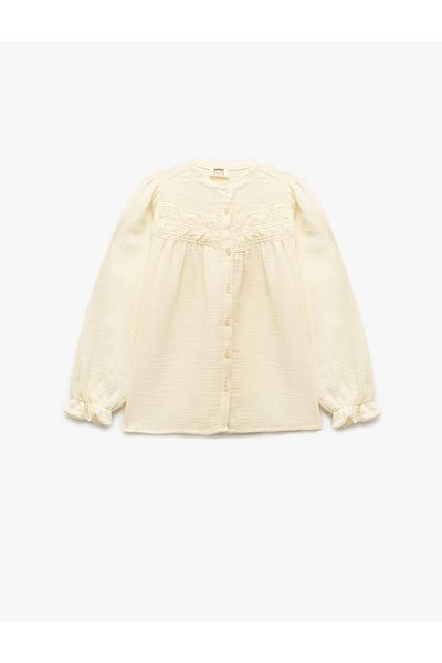 Koton Long Sleeve Crew Neck Buttoned Cotton Shirt