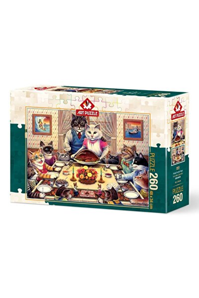 Art Puzzle Kedi Ailesi Ziyafette 260 Parça Puzzle