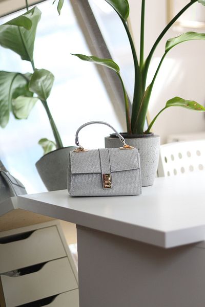 Moom Bag Geantă de umăr de mână cu lanț detaliat cu cataramă argintie argintie