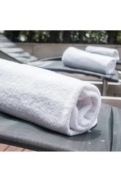 Kotonia Home Jacquard Towel - Beach, Plain, 70x140 Cm, 100% Cotton, 450 G/m², White