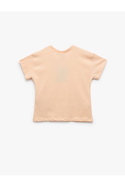 Koton Embroidery Detailed Short Sleeve Crew Neck Cotton T-Shirt