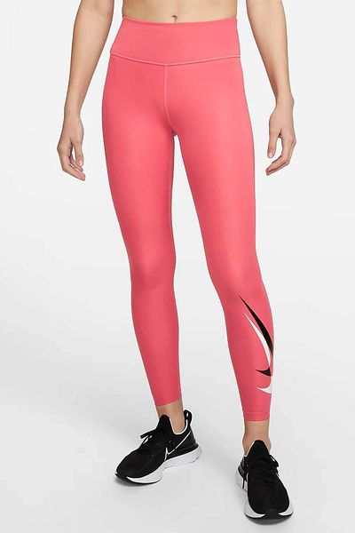 Nike Dri Fit Big Double Swoosh Leggings 7/8 Fit με 2 εσωτερικές τσέπες Σκούρο ροζ κολάν
