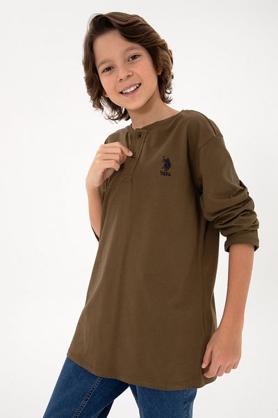 U.S. Polo Assn. Boy's Khaki Basic Sweatshirt 50297420 -Vr027