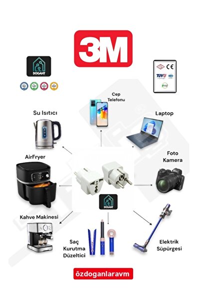 dogant özdoğanlar avm Seyahat Adaptörü Türk Erkek Fişli Universal Ingiliz Ame...