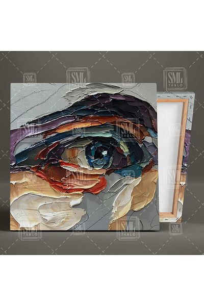 SML TABLO Αφηρημένο One Eye Love Eye Τυρκουάζ Καφέ Αποχρώσεις Βούρτσα Σημάδια Τετράγωνος Πίνακας ζωγραφικής σε καμβά