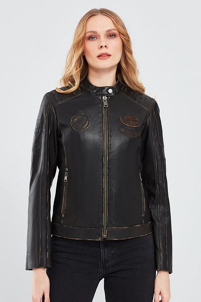Derimod Tampa Women's Sports Leather Coat - Bronze Embroidered, 23wgm515051