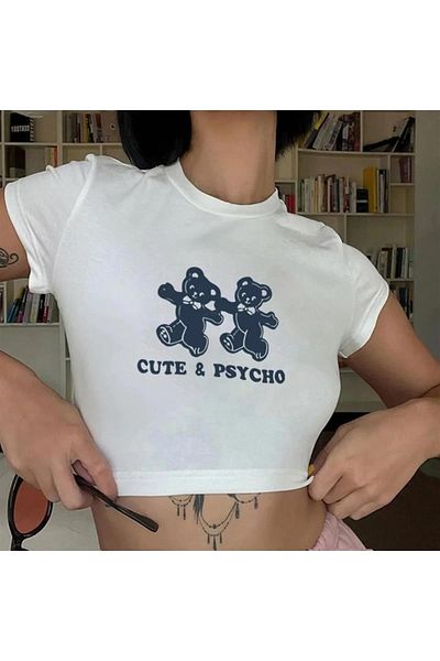 Trendiz Cultură albă imprimată Dape Cute & Psycho Bears