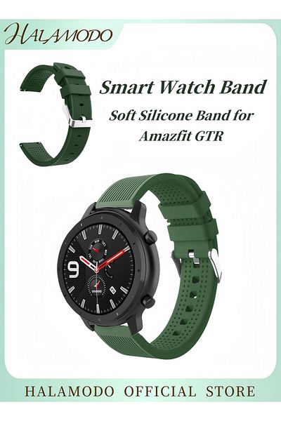 HALAMODO Smart Watch Straps Compatible with Amazfit GTR Replacement Silicone Watch Bands Soft Solid Color Spo