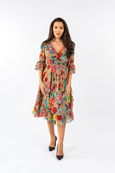 Gorgeaux Rochie Maro cu Imprimeu Floral Olivia - 5XL(50)