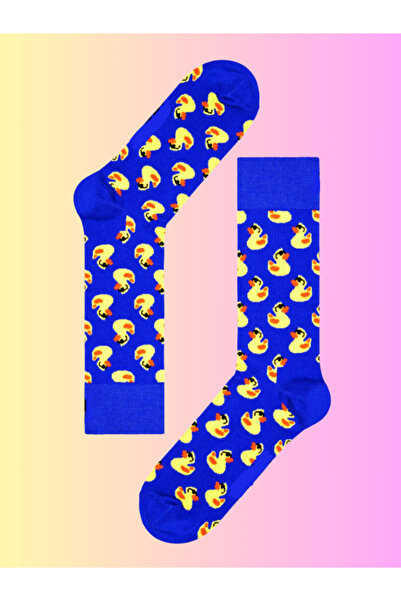 Shuttle Park Εισαγόμενες κάλτσες ειδικής σειράς Blue Duck Happy Duck Πολύχρωμες κάλτσες με μοτίβο διασκεδαστικό άνετο σχέδιο κάλτσες