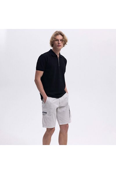 Ellesse Ανδρικό μπλουζάκι με μαύρο γιακά πόλο με φερμουάρ Em493
