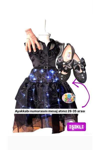 Genel Markalar Wednesday Işıklı Kostüm Elbise Wednesday Babet Ayakkabı Doğum ...