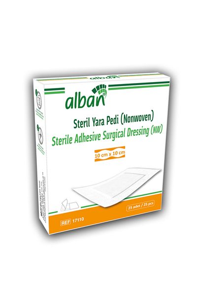 Alban ضمادة جروح معقمة غير منسوجة 10 سم × 10 سم 1 صندوق (25 قطعة)