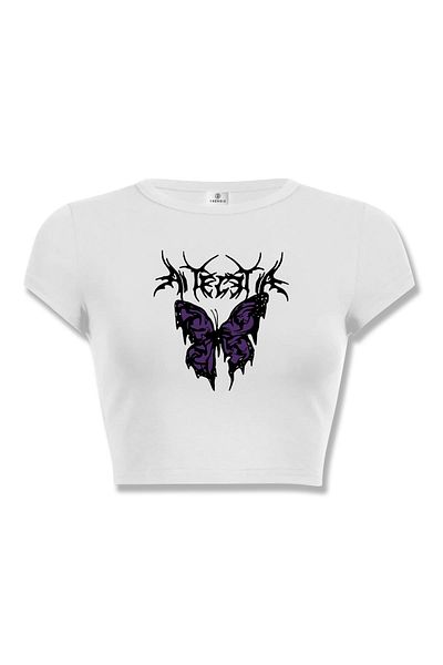 Trendiz Γυναικείο Gothic Purple Butterfly Crop White