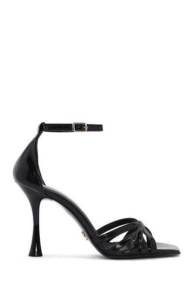 Derimod Black Thin Heeled Leather Women's Sandals - Ankle Strap 24sfd 160416